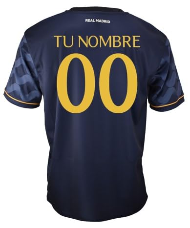 Real Madrid Camiseta Segunda Equipación Personalizada con tú Nombre de la Temporada 2023-2024 - Replica Oficial con Licencia Oficial - Adulto (L)