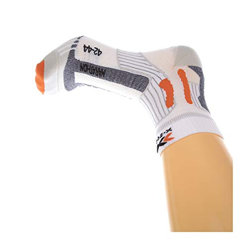Calcetines X-Socks Marathon Energy unisex, color blanco ártico y gris perla, 42-44