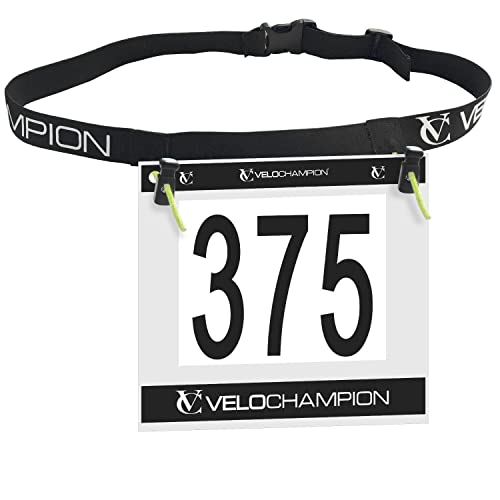 VeloChampion Cinturon para Número de Competición de Triatlón - Cinturón para Número Porta Dorsal Maratones Unisex (Cinturon para número de competición)