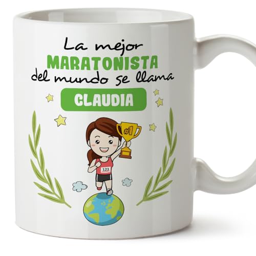MUGFFINS Tazas Personalizadas para MARATONISTA mujer - En Español - Eres Mejor del Mundo - 11 oz / 330 ml - Regalo Personalizable original y divertido