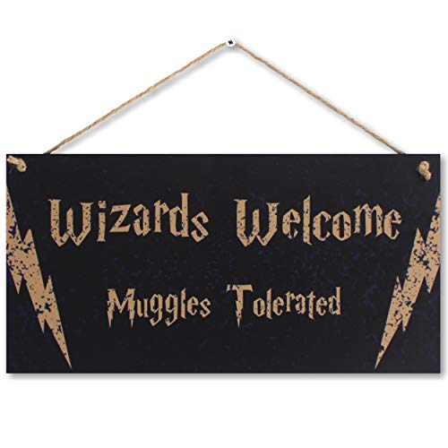 CARISPIBET Wizards Welcome muggles tolerated | divertido letrero decorativo, letreros para el hogar, letrero de bienvenida, magia