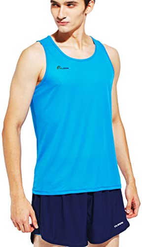 TLRUN Camiseta sin Mangas para Correr para Hombre Camisetas sin Mangas de maratón ultraligeras Camisetas sin Mangas de Entrenamiento de Ajuste seco(L, Azul)