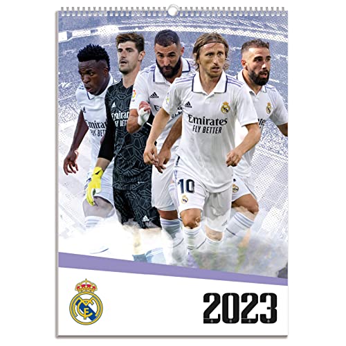 Grupo Erik Calendario pared A3 Real Madrid 2023 - Calendario 2023 Real Madrid - Calendario 2023 pared A3│ Calendario Real Madrid - Calendario A3 - Producto con licencia oficial