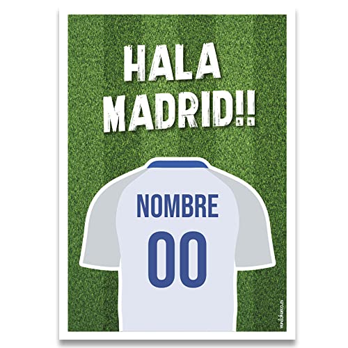 Regalo original tarjeta lamina de felicitacion personalizada con tu texto. Madrid. Personaliza con el nombre y el numero que tu quieras. Tamaño A-4